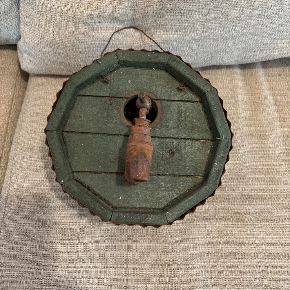 Rustic Vintage Green Octagon‎ Birdhouse Faucet Spigot Metal Trim Garden Decor